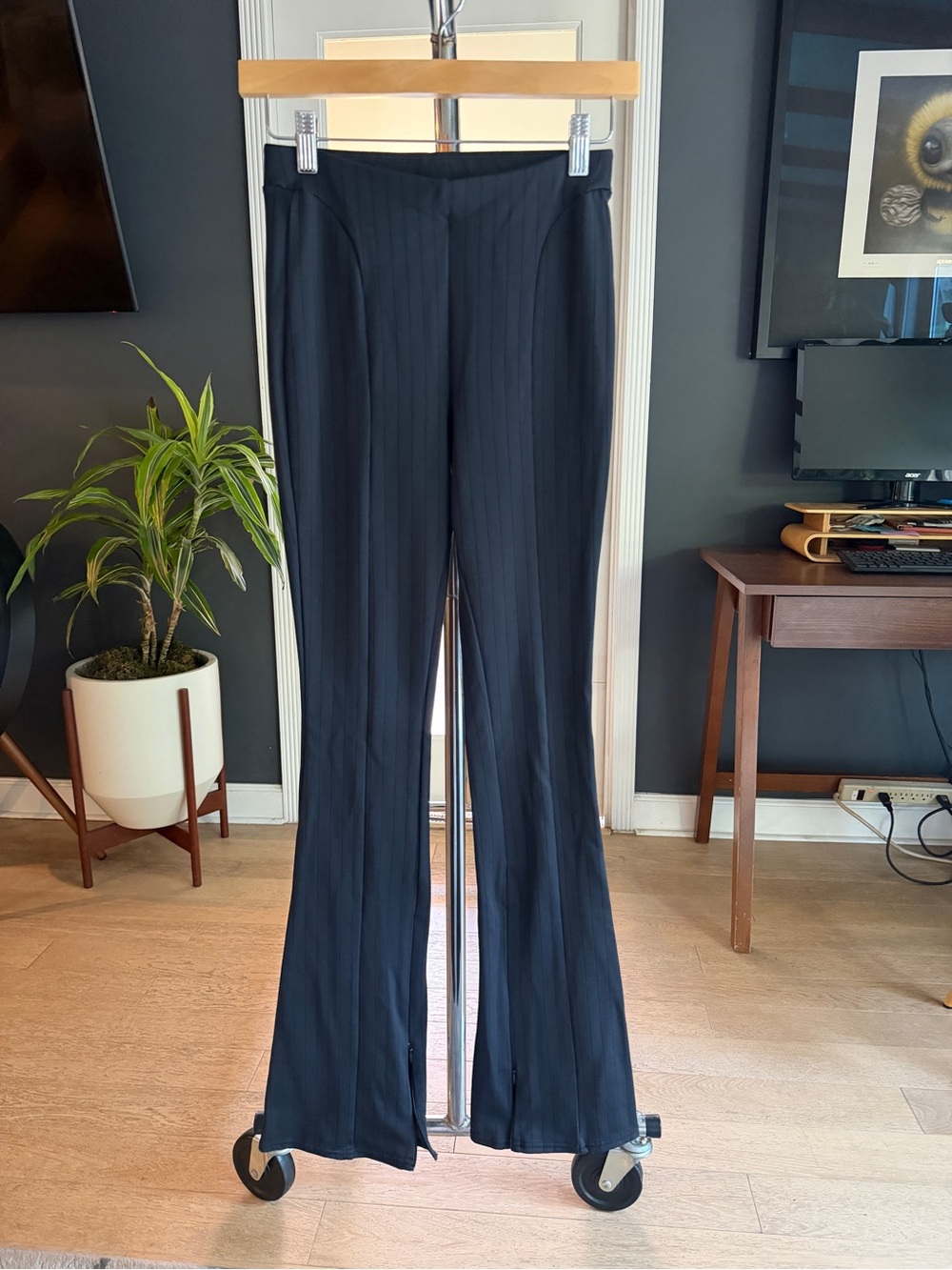 ALO Yoga Black Pinstripe Flare Pants